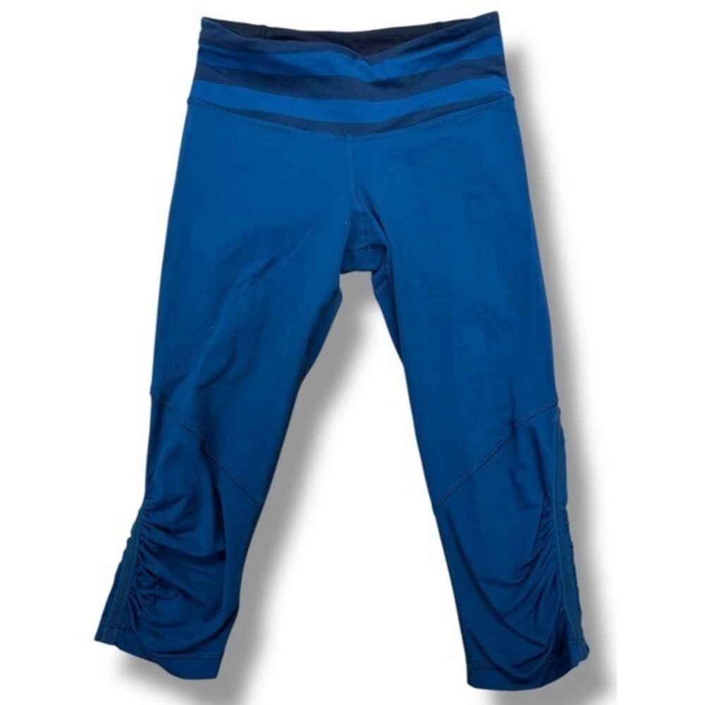 Lululemon Run Inspire Crop II Running Athletic Blue Black leggings Size 4 - Picture 13 of 14
